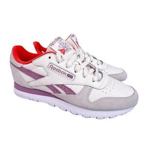 Reebok Classic Leather Women’s Sneaker 8.5 Chalk/Lilac/White 622 GY1573 EUC